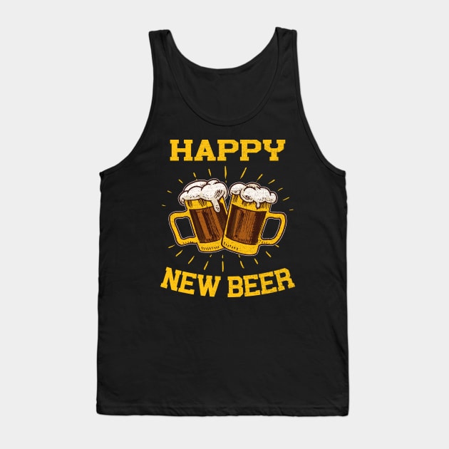 Happy New Beer Funny Happy New Year Tank Top by MZeeDesigns